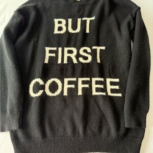BiBi Black and White Sweater - 'But First Coffee'